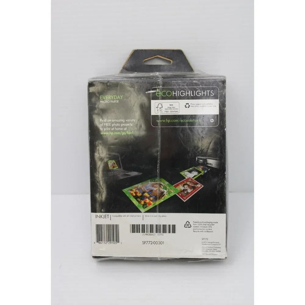 New HP Genuine Everyday Photo Paper Sealed 120 Sheets 5x7 Glossy Bonus Pack